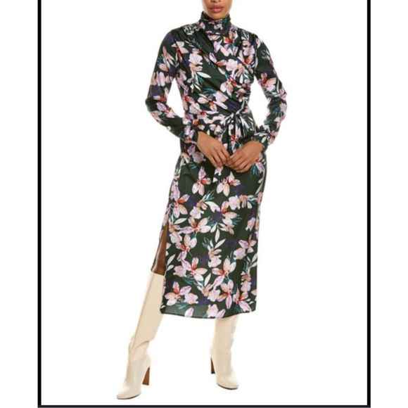 Alexia Admor Dresses & Skirts - Alexia Admor draped side slit floral midi dress Sz 12